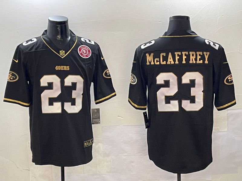 Men San Francisco 49ers 23 Mccaffrey Black Gold 2024 Nike Limited NFL Jersey style 01083